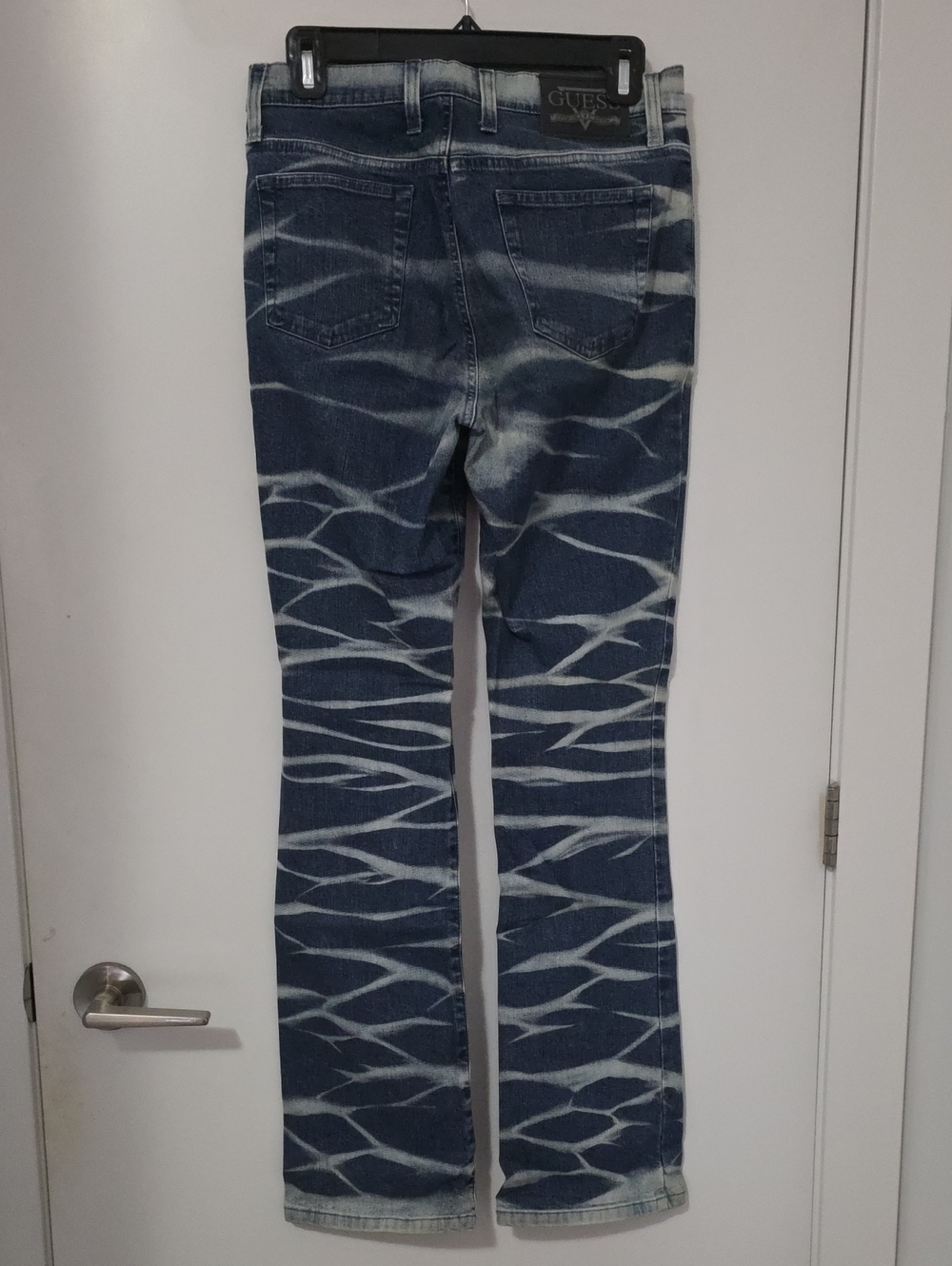 GUESS Blue Wave-Pattern Flare Jeans